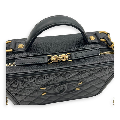Chanel Filigree Top Handle Bag Medium Beige in Caviar Leather, Gold hardware_7