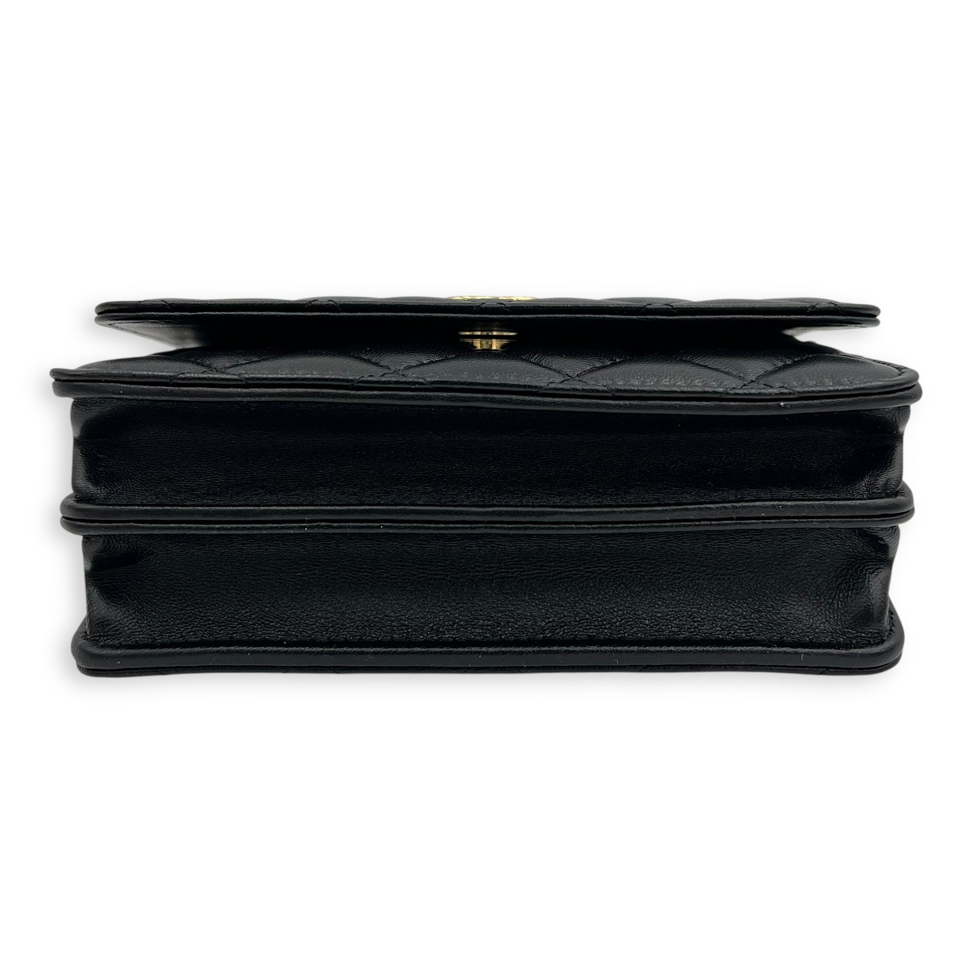 Chanel CC Curb Thick Chain Wallet On Chain Black in Lambskin, Gold hardware_5