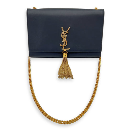 Saint Laurent Kate Crossbody Bag Black in Calfskin, Gold hardware_4