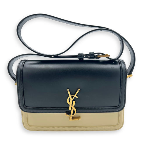 Saint Laurent Solferino Shoulder Bag Black & White in Calfskin, Gold hardware_12