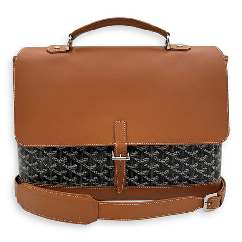 Goyard Citadine PM Brown Top Handle Bag in Coated Canvas, Silver hardware_11