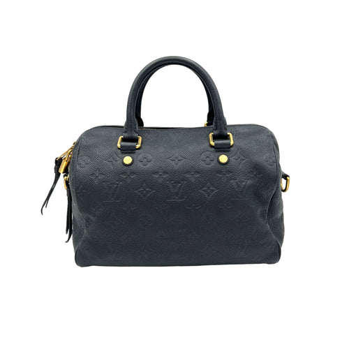 Speedy Bandouliere 25 Black Top Handle Bag in Monogram Empreinte Leather, Gold hardware