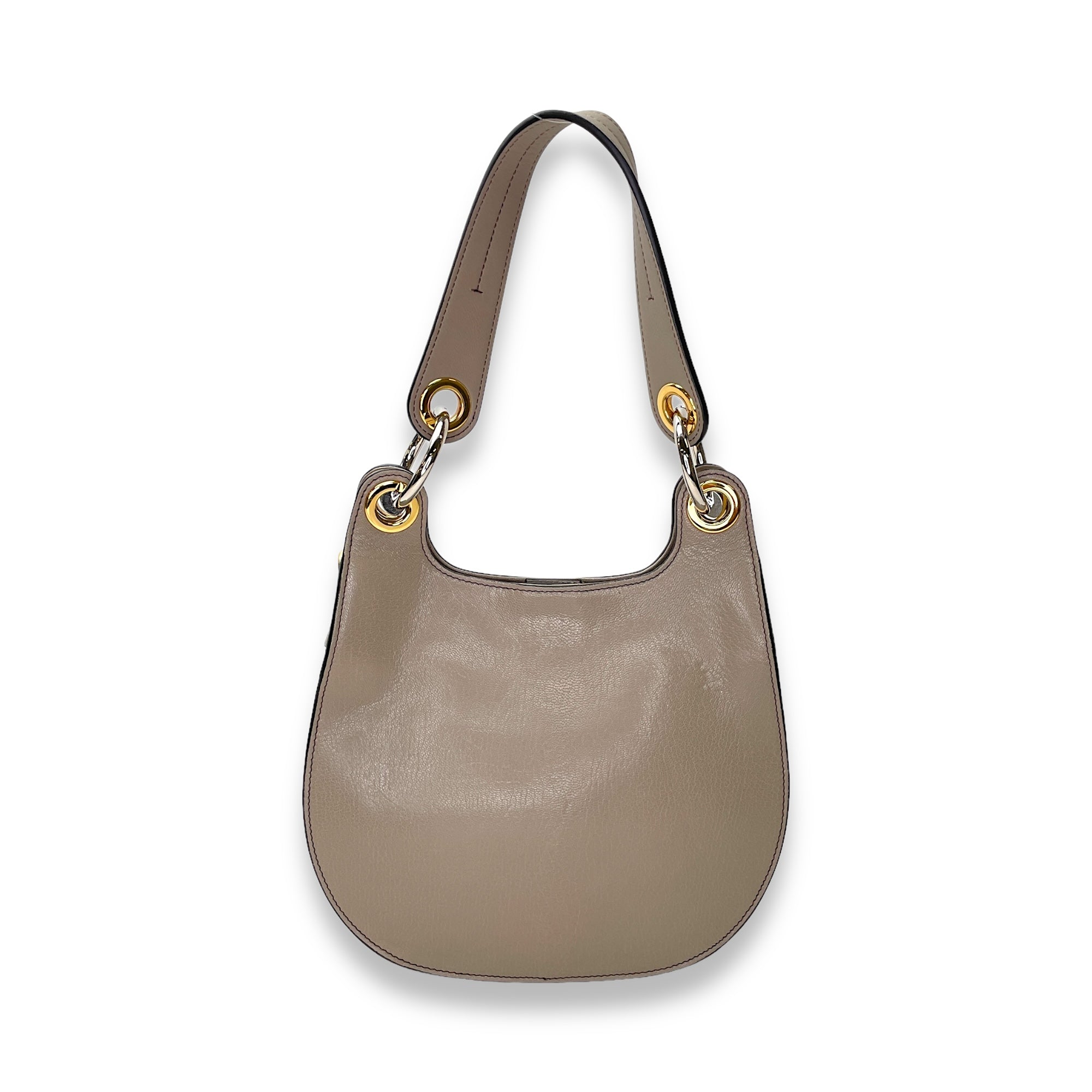 Tess Hobo Shoulder Bag  Grey in Calfskin , Gold Hardware