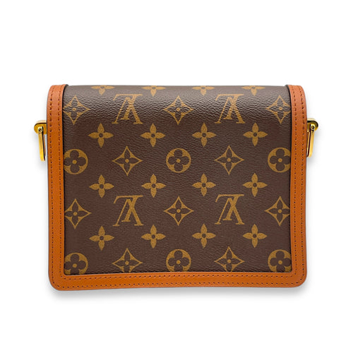 Dauphine Shoulder Bag Mini Reverse in Monogram Coated Canvas, Gold hardware