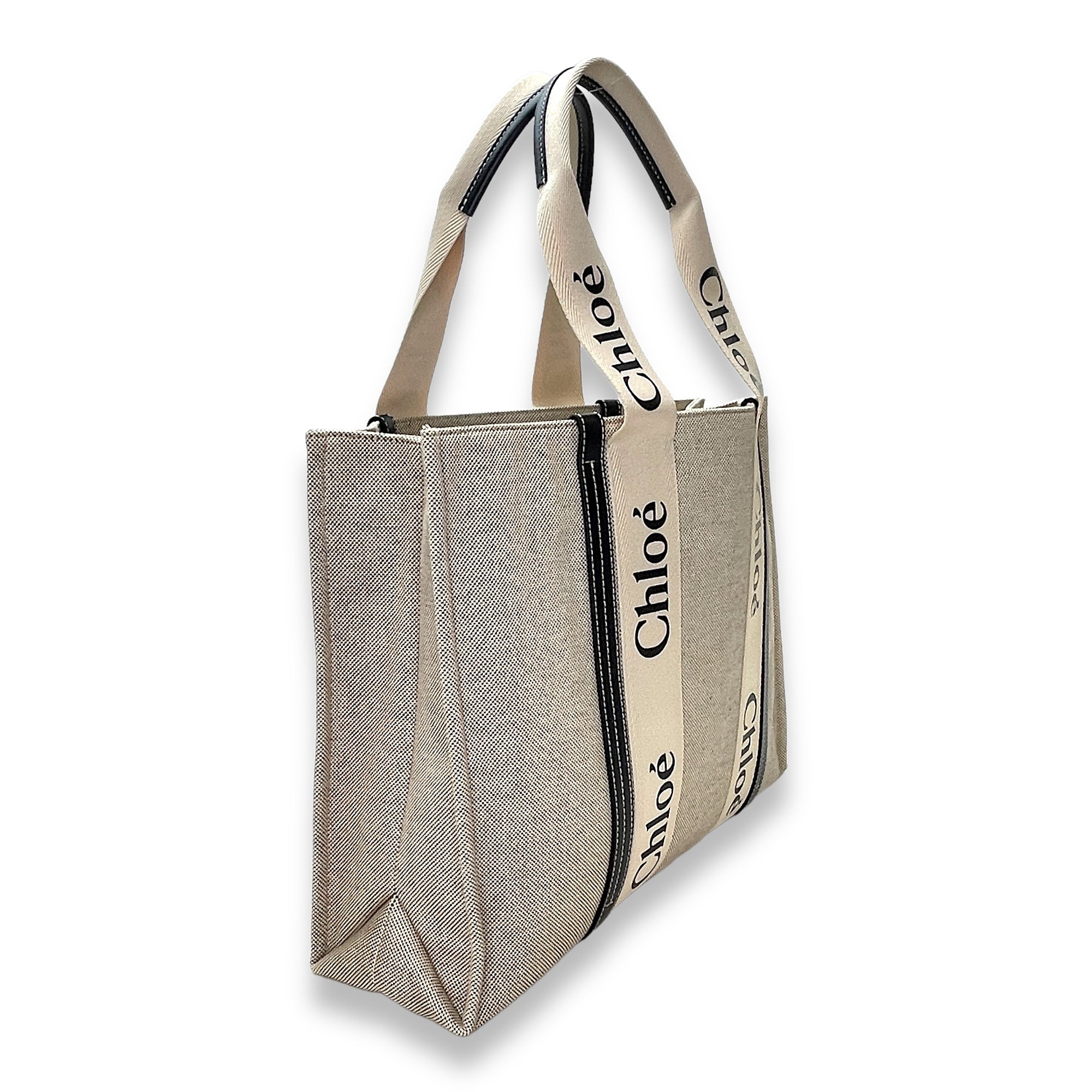 Woody Tote Bag Large Beige in Canvas