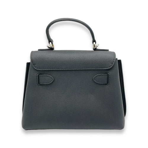 LockMe BB Black Top Handle Bag in Calfskin, Silver hardware