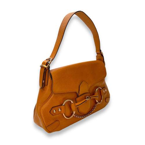 Horsebit Orange Shoulder Bag in Calfskin, Rose Gold hardware