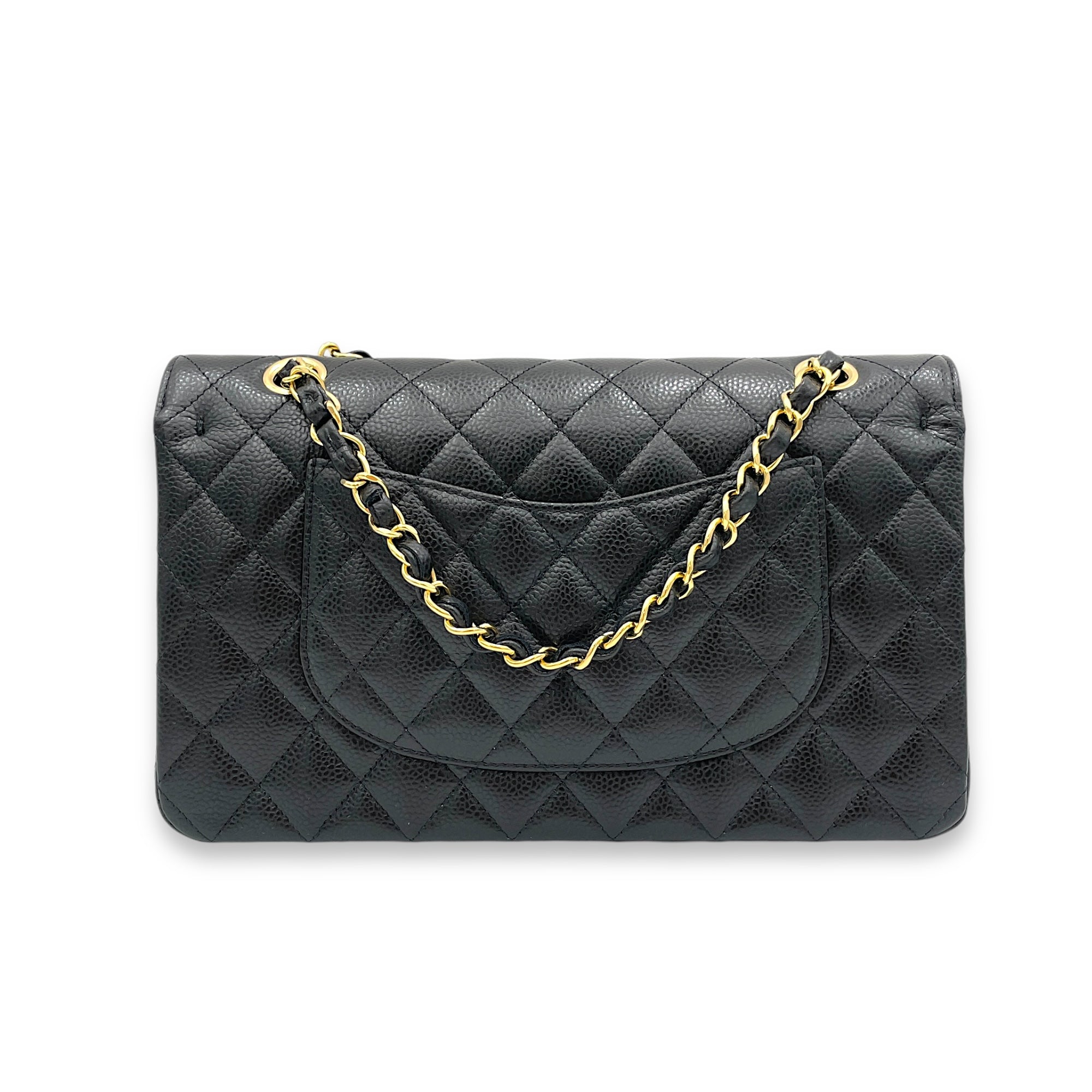 Classic Shoulder Bag Medium Black in Caviar Leather, Gold hardware