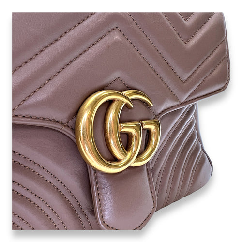 GG Marmont Top Handle Bag Pink in Calfskin, Gold hardware