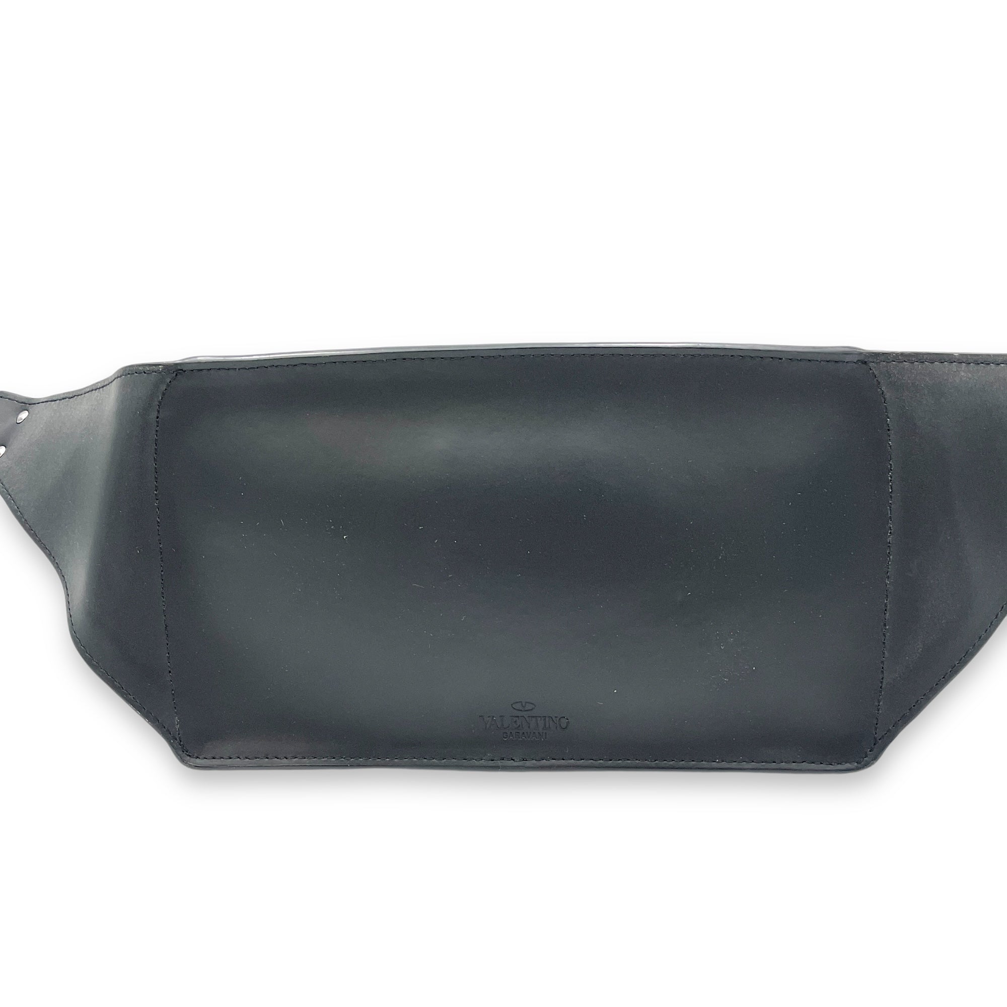 VLTN Black Belt Bag in Calfskin, Silver hardware