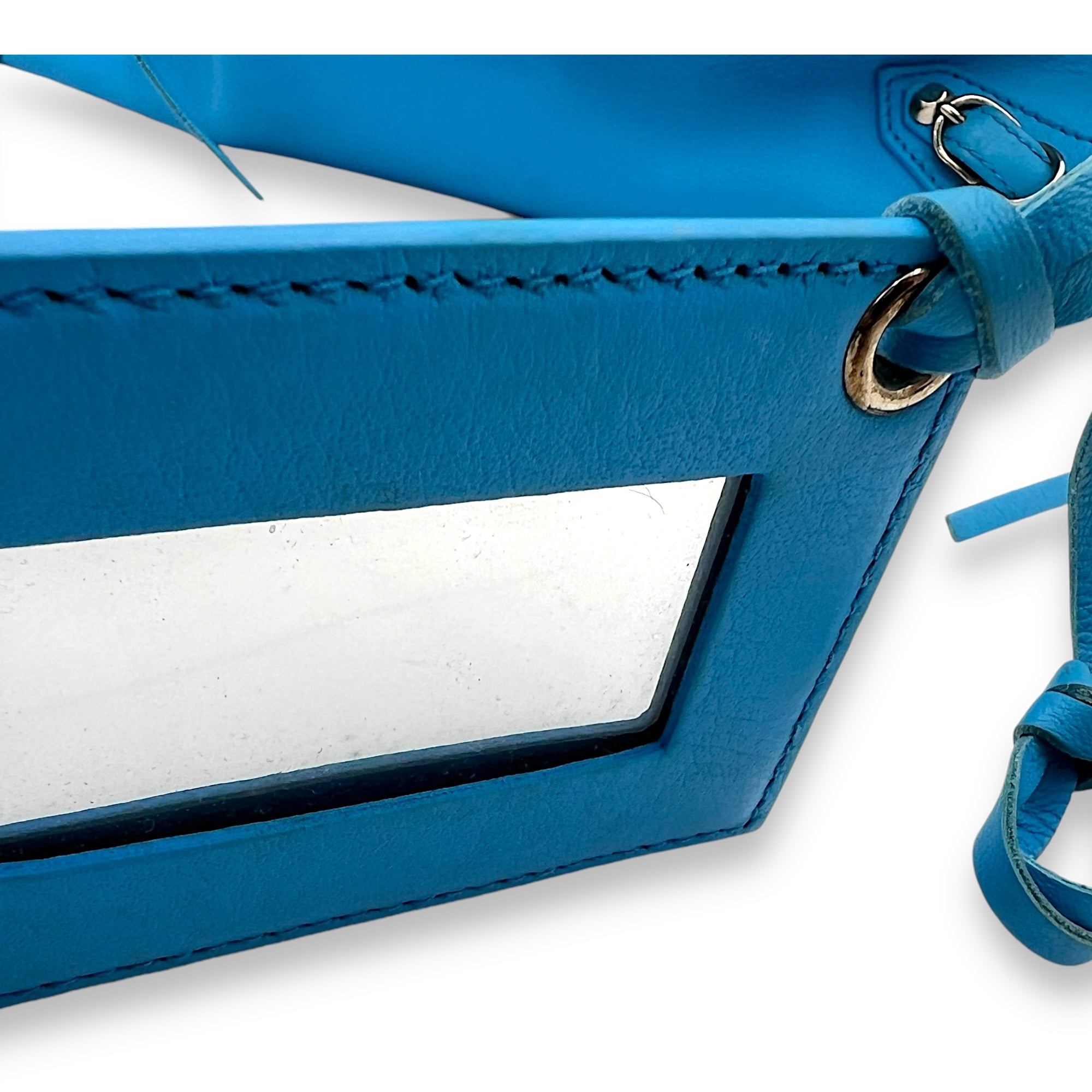 Papier Tote Bag Blue in Calfskin, Silver hardware