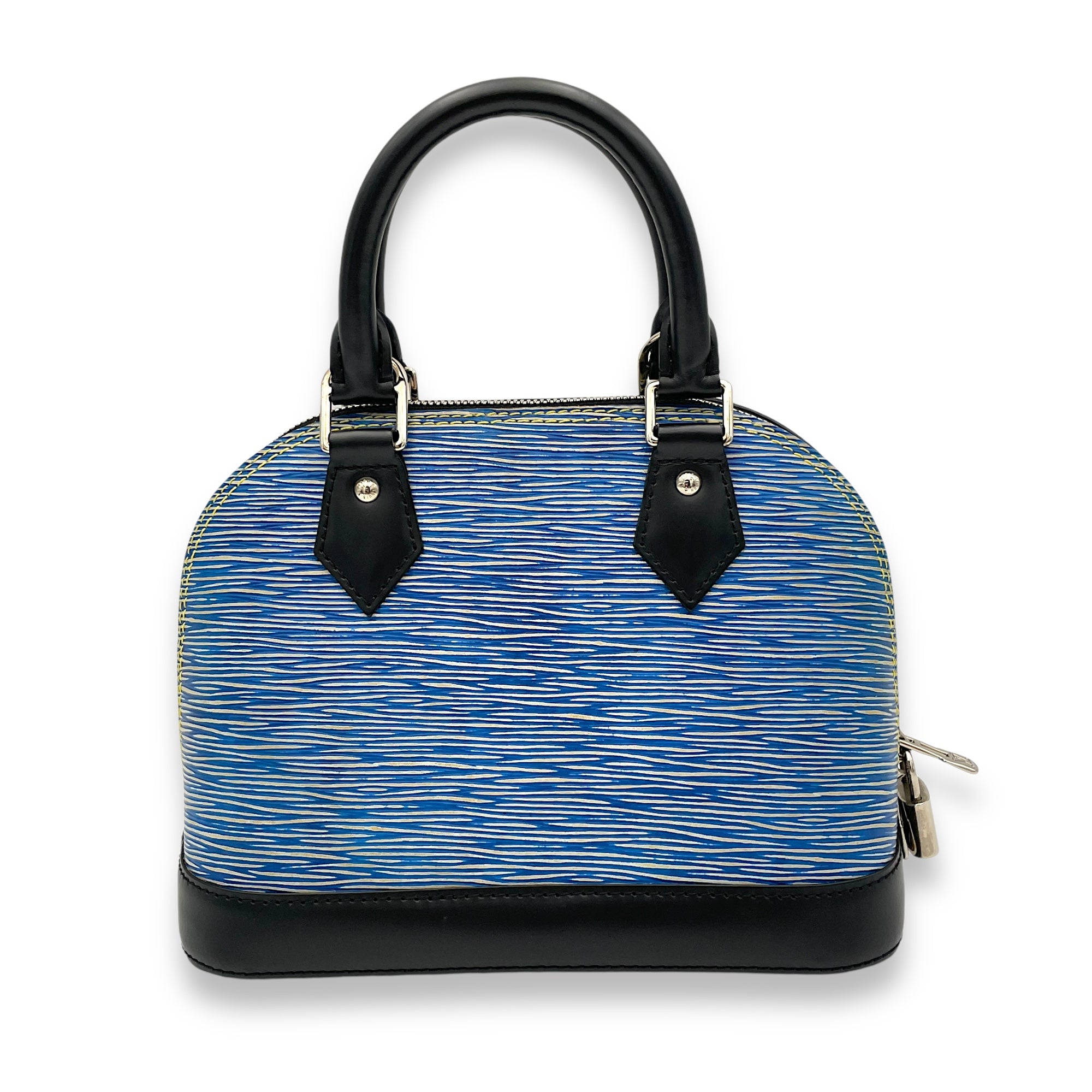 Alma Top Handle Bag Blue in Epi Leather, Silver hardware