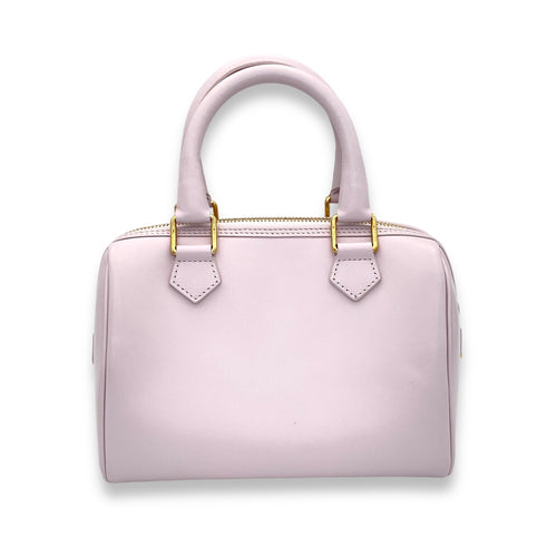 Boston Small Purple Top Handle Bag in Calfskin, Gold hardware