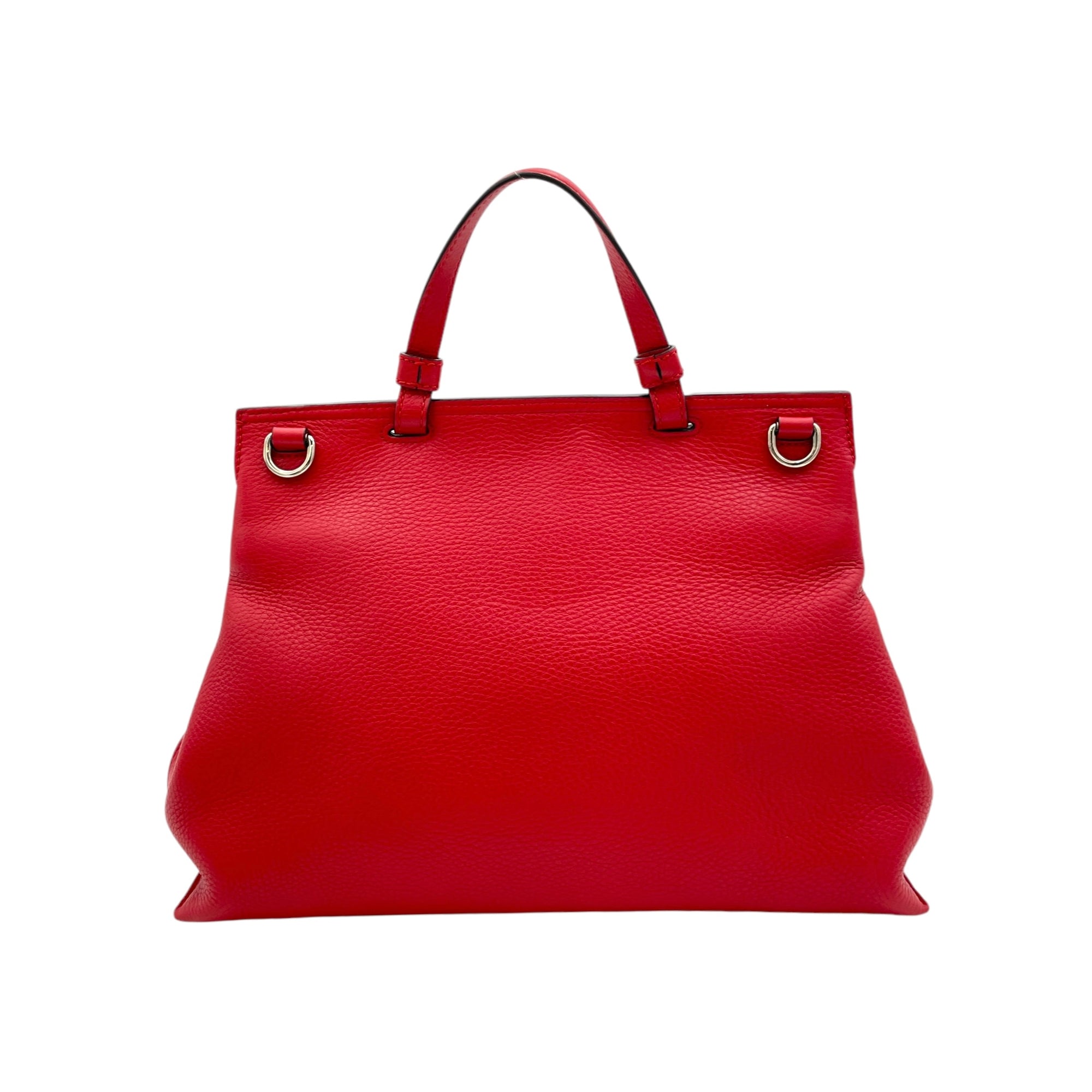 Bamboo Top Handle Bag Red in Calfskin, Silver hardware