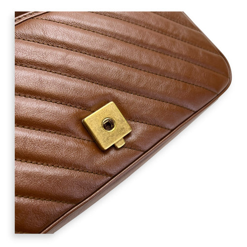 marmont Shoulder Bag Small Brown in Calfskin, Gold hardware