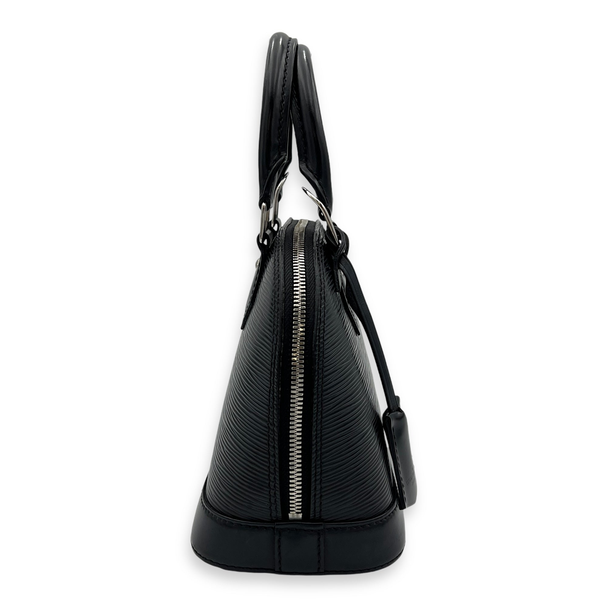 Alma Top Handle Bag BB Black in Epi Leather, Silver hardware