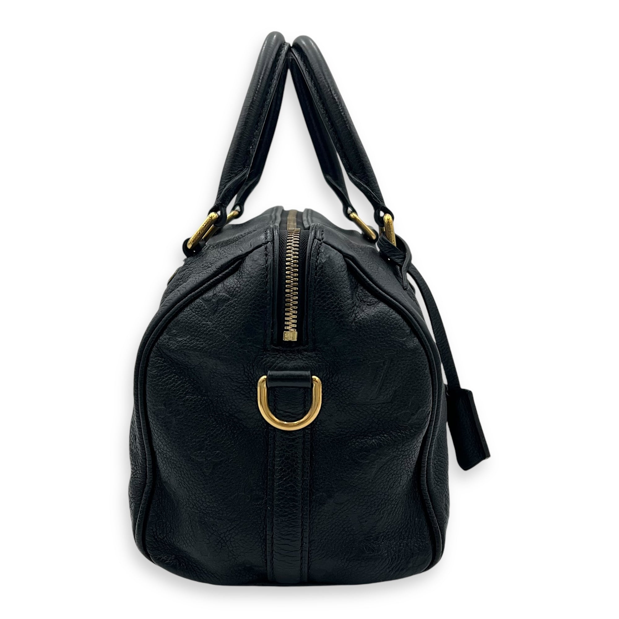 Speedy 25 Black Top Handle Bag in Empreinte Leather, Gold hardware