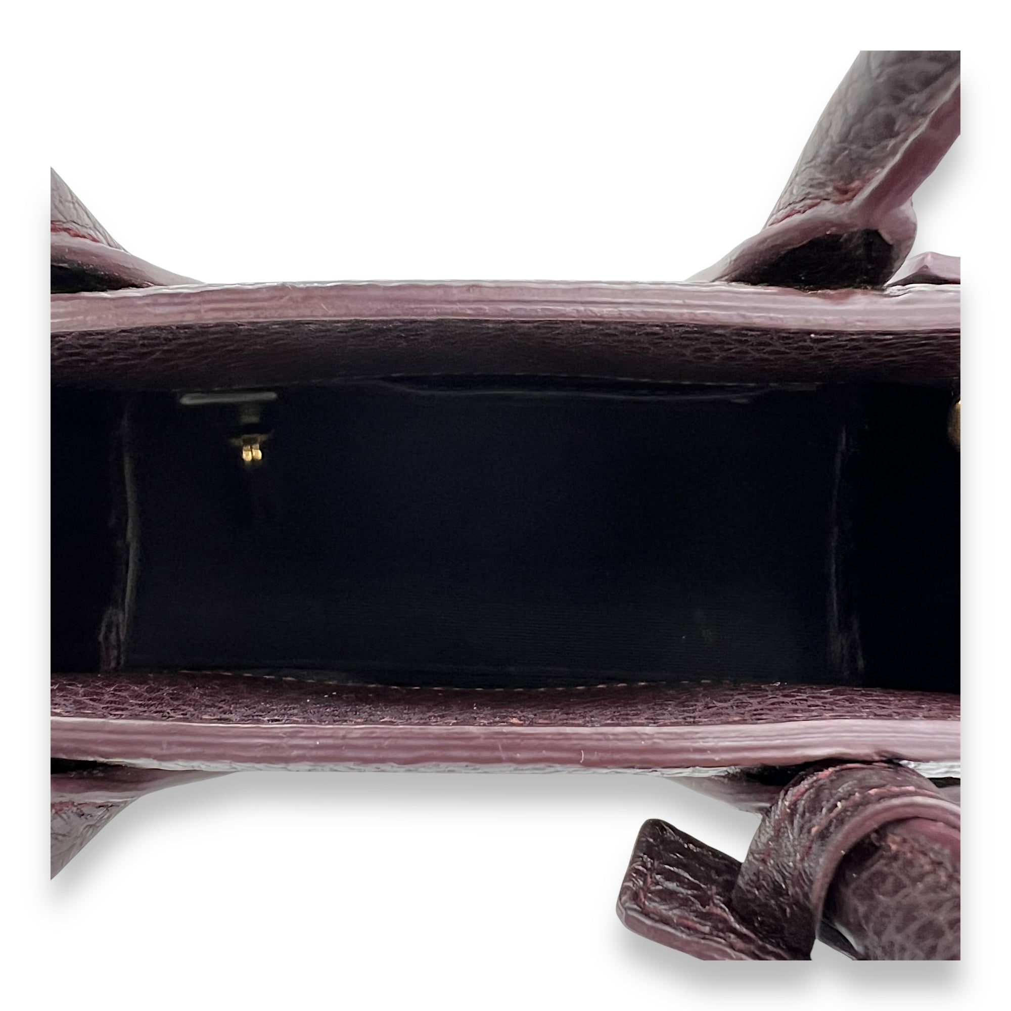 Sac 2 Jours Nano maroon Top Handle Bag in Calfskin, Gold hardware