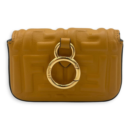 Baguette Nano Yellow Crossbody Bag in Calfskin, Gold hardware