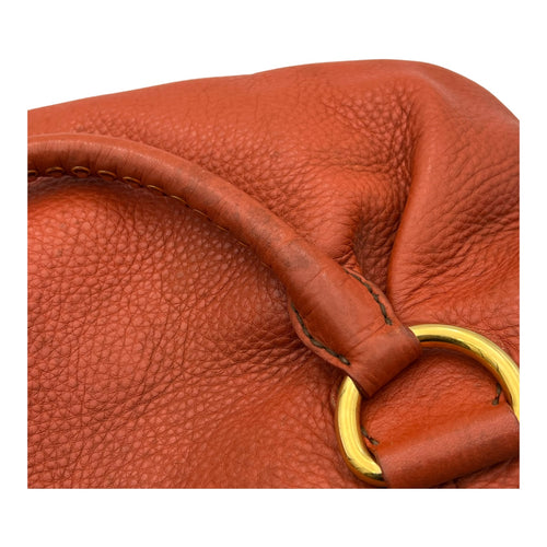 Logo Top Handle Bag Orange in Calfskin, Gold hardware