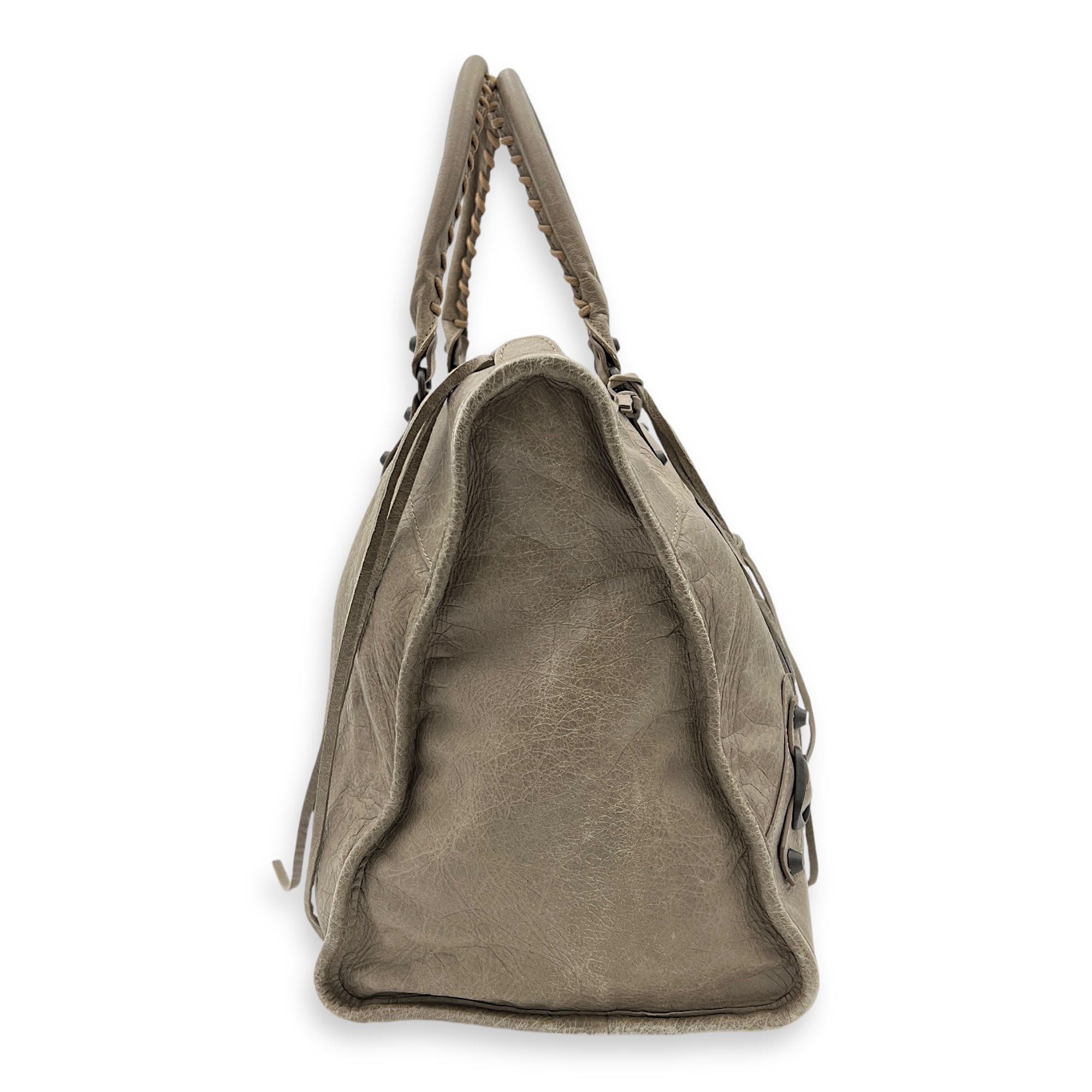 Work Top Handle Bag Brown in Distressed Leather, Gunmetal hardware