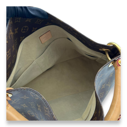 Artsy Top Handle Bag Brown in Monogram Coated Canvas, Gold hardware