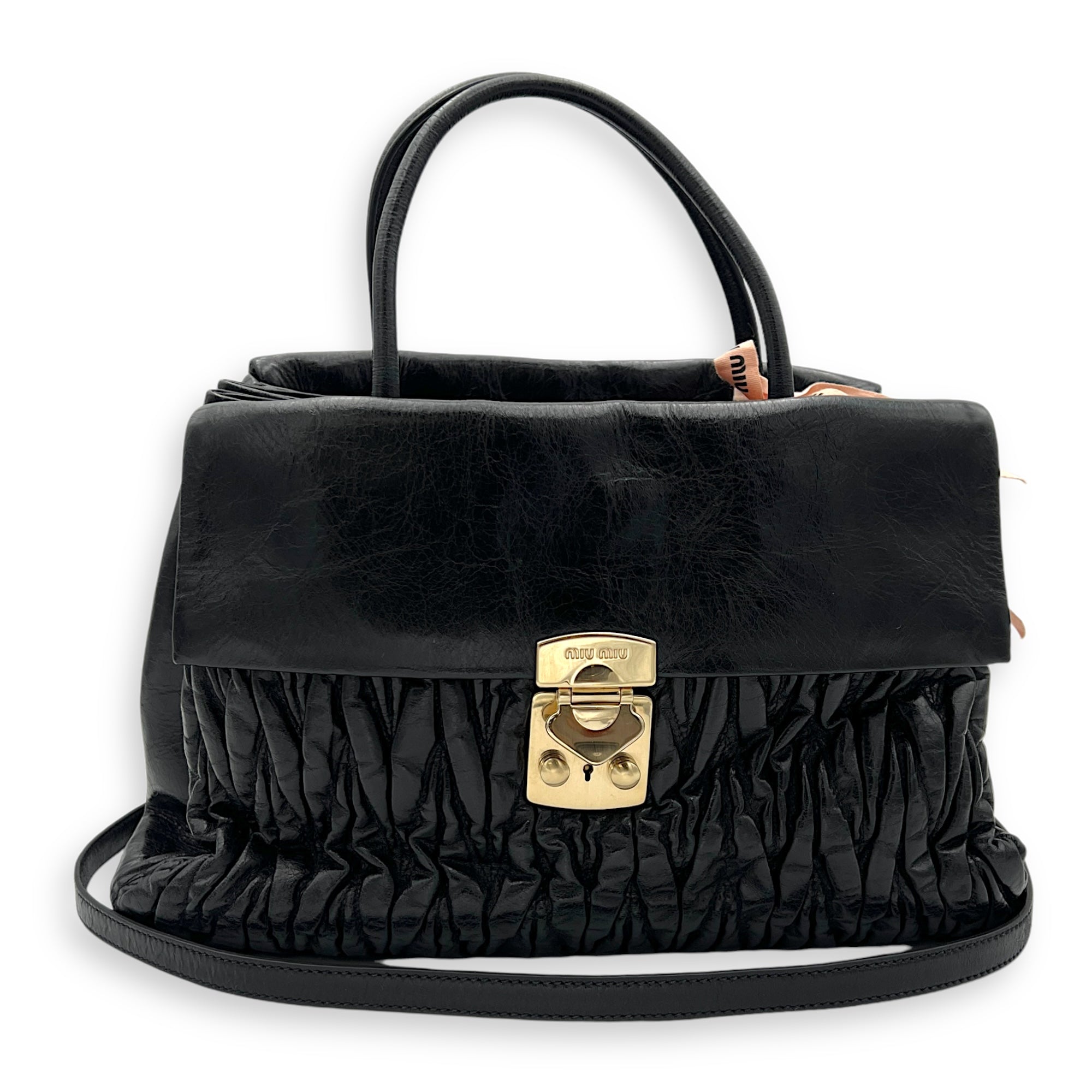 Coffer Top Handle Bag Black in Calfskin, Gold hardware