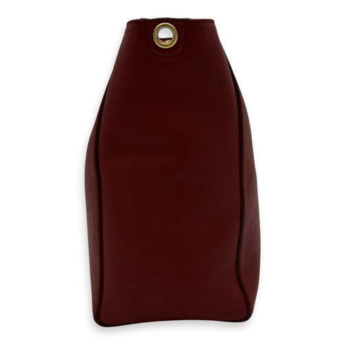 Sangle Shoulder Bag Small Red in Calfskin, Gold hardware