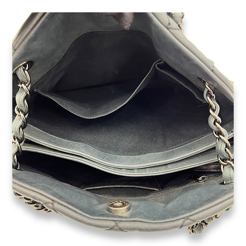 Mademoiselle Bowler Blue Shoulder Bag in Lambskin, Ruthenium hardware