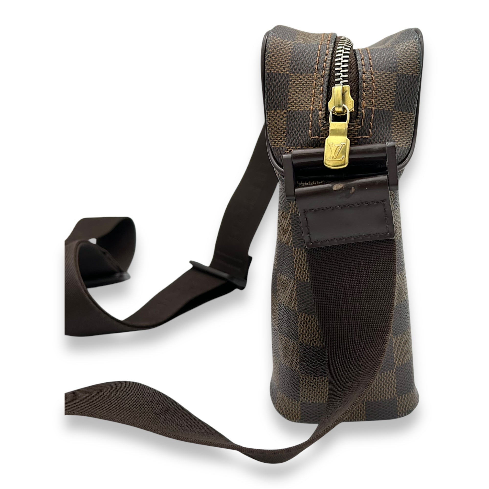 Louis Vuitton Olav Crossbody Bag Damier Ebene in Coated Canvas, Gold hardware_3