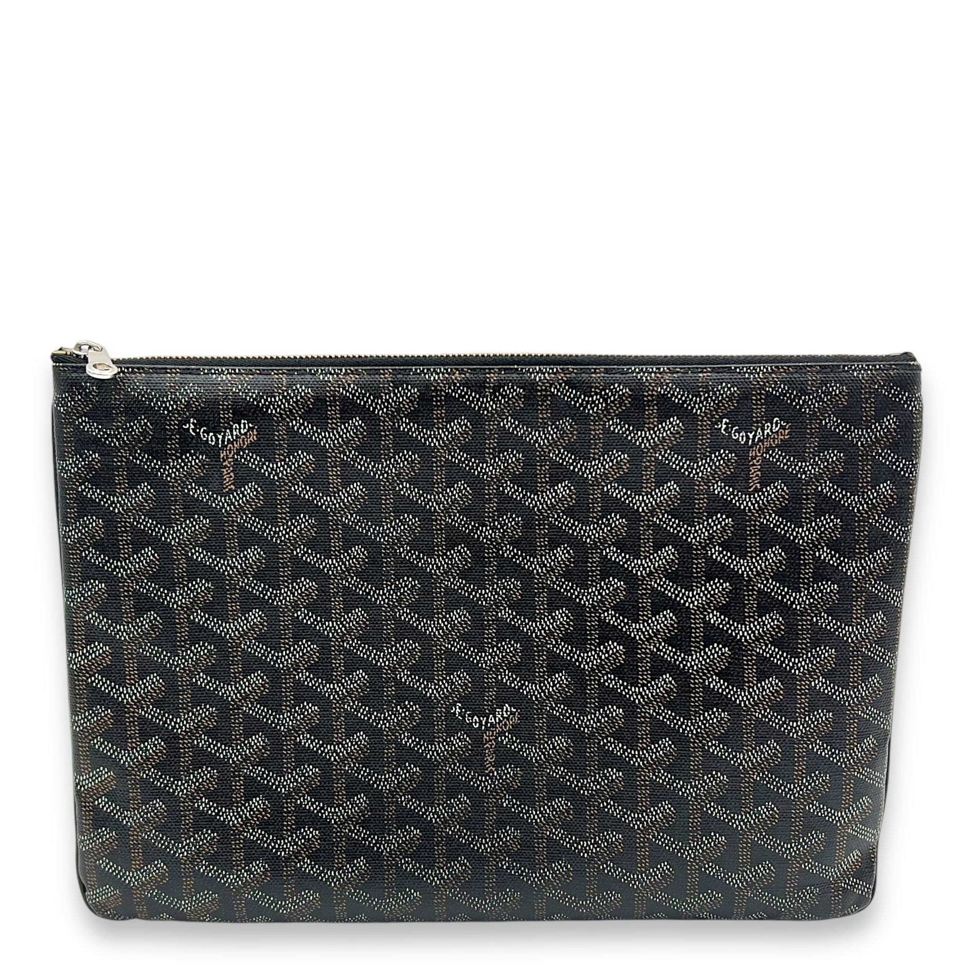 Goyard Senat MM Black Clutch in Coated Canvas, Silver hardware_1