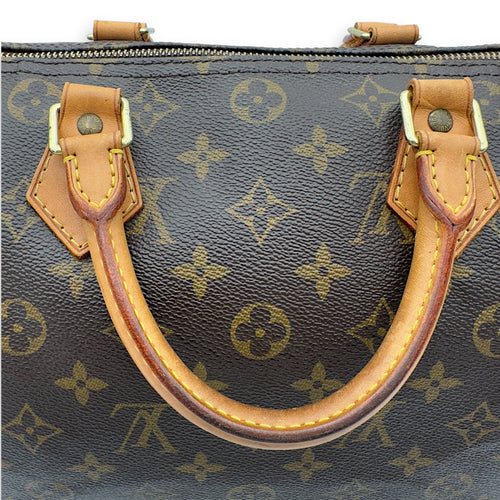 Louis Vuitton Speedy 30 Brown Top Handle Bag in Monogram Coated Canvas, Gold hardware_14