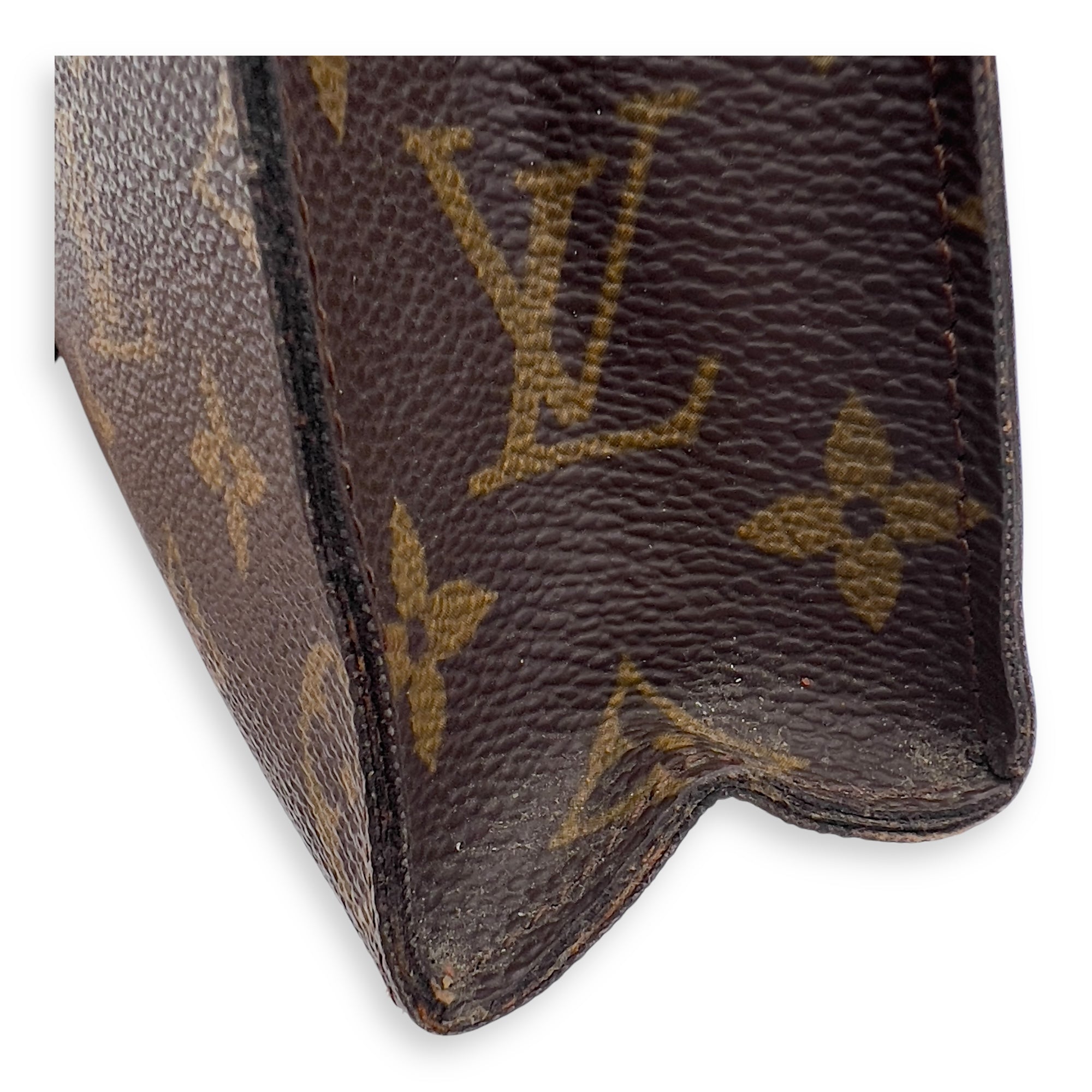 Louis Vuitton Pochette 26 Brown Pouch in Monogram Coated Canvas, Gold hardware_12