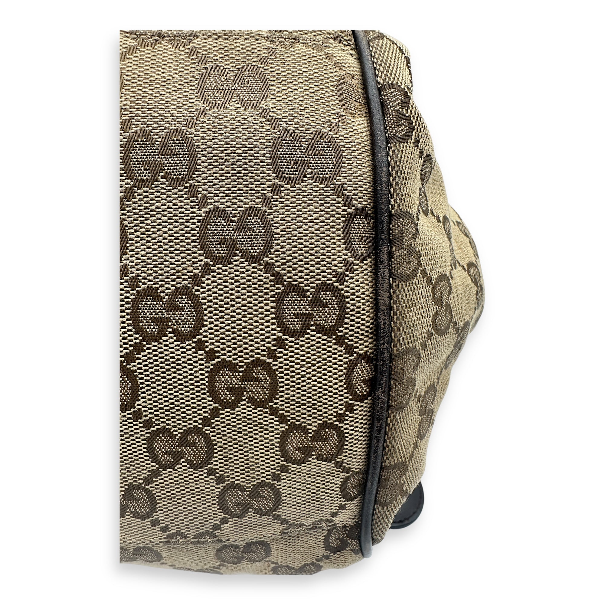 Gucci Sukey Top Handle Bag Brown in Canvas, Gold hardware_16