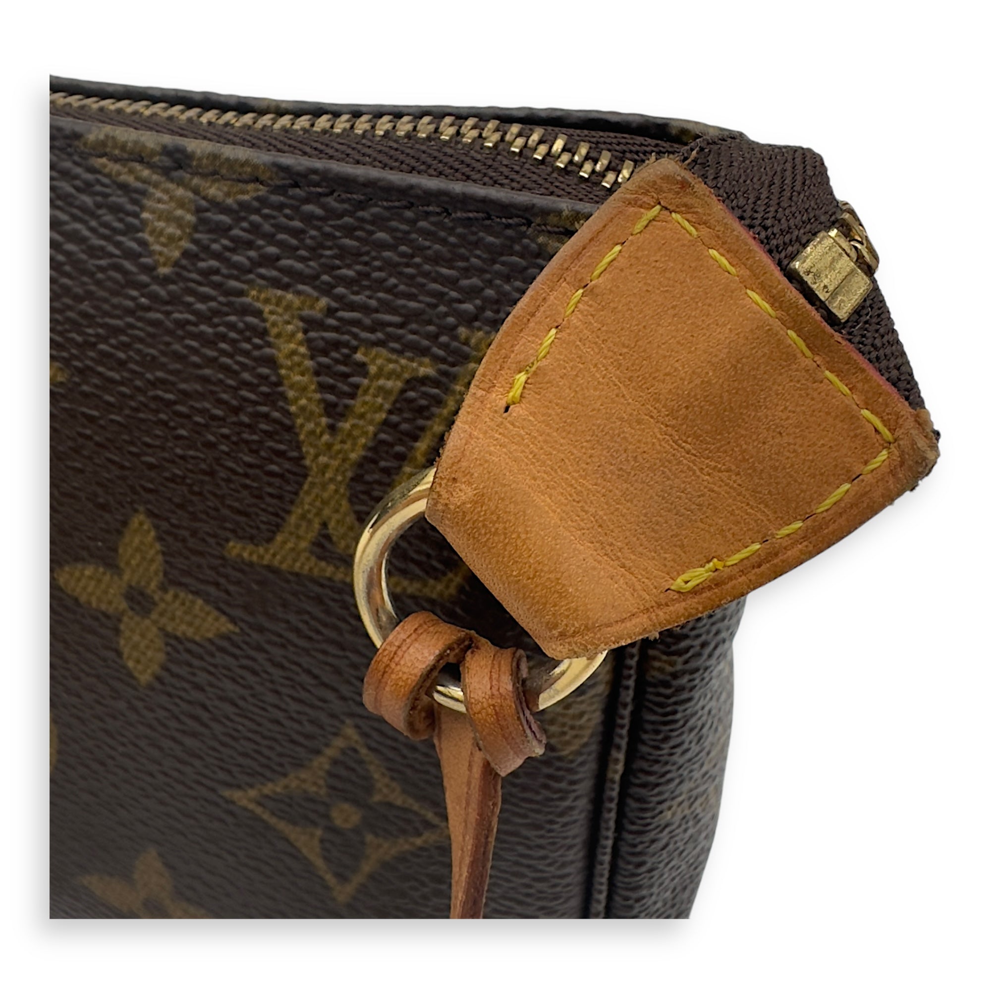 Louis Vuitton Pochette Accessoires Shoulder Bag Brown in Monogram Coated Canvas, Gold hardware_13