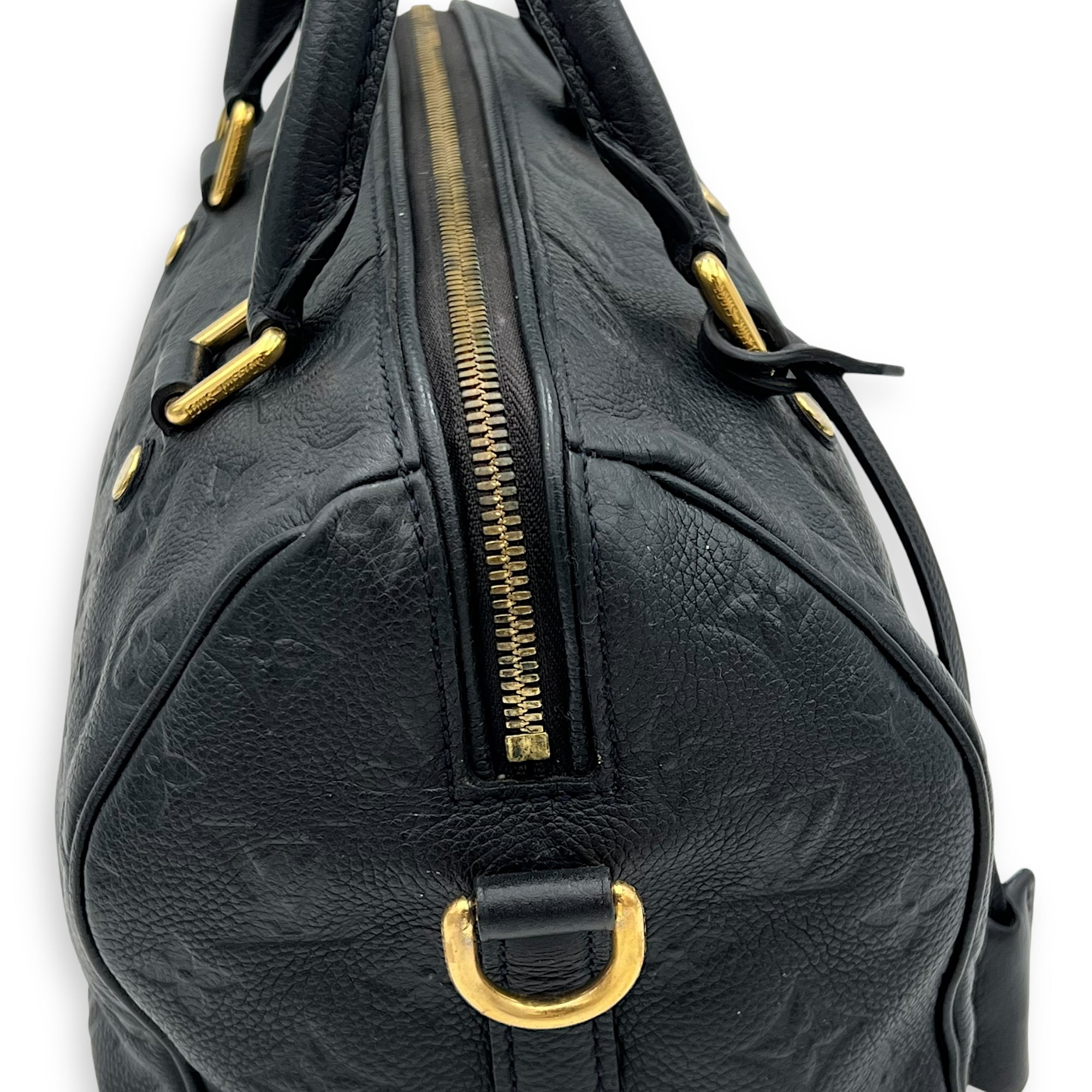 Louis Vuitton Speedy 25 Black Top Handle Bag in Empreinte Leather, Gold hardware_8