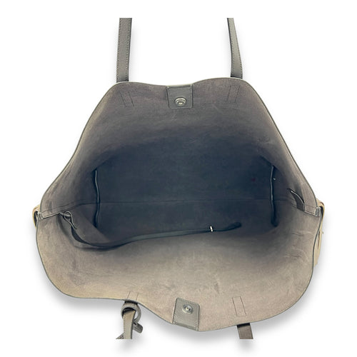 Saint Laurent East West Shopping Fringe Tote Bag Grey in Calfskin, Silver hardware_6