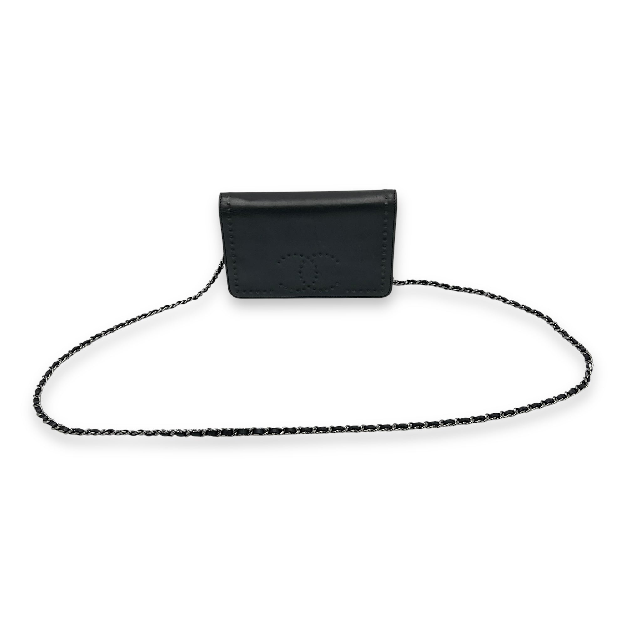 Chanel CC Black Wallet On Chain in Lambskin, Silver hardware_7