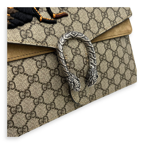 Gucci Dionysus Shoulder Bag Grey in Coated Canvas, Silver hardware_12