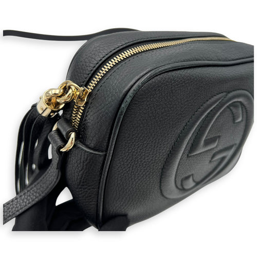 Gucci Soho Crossbody Bag Black in Calfskin, Gold hardware_18