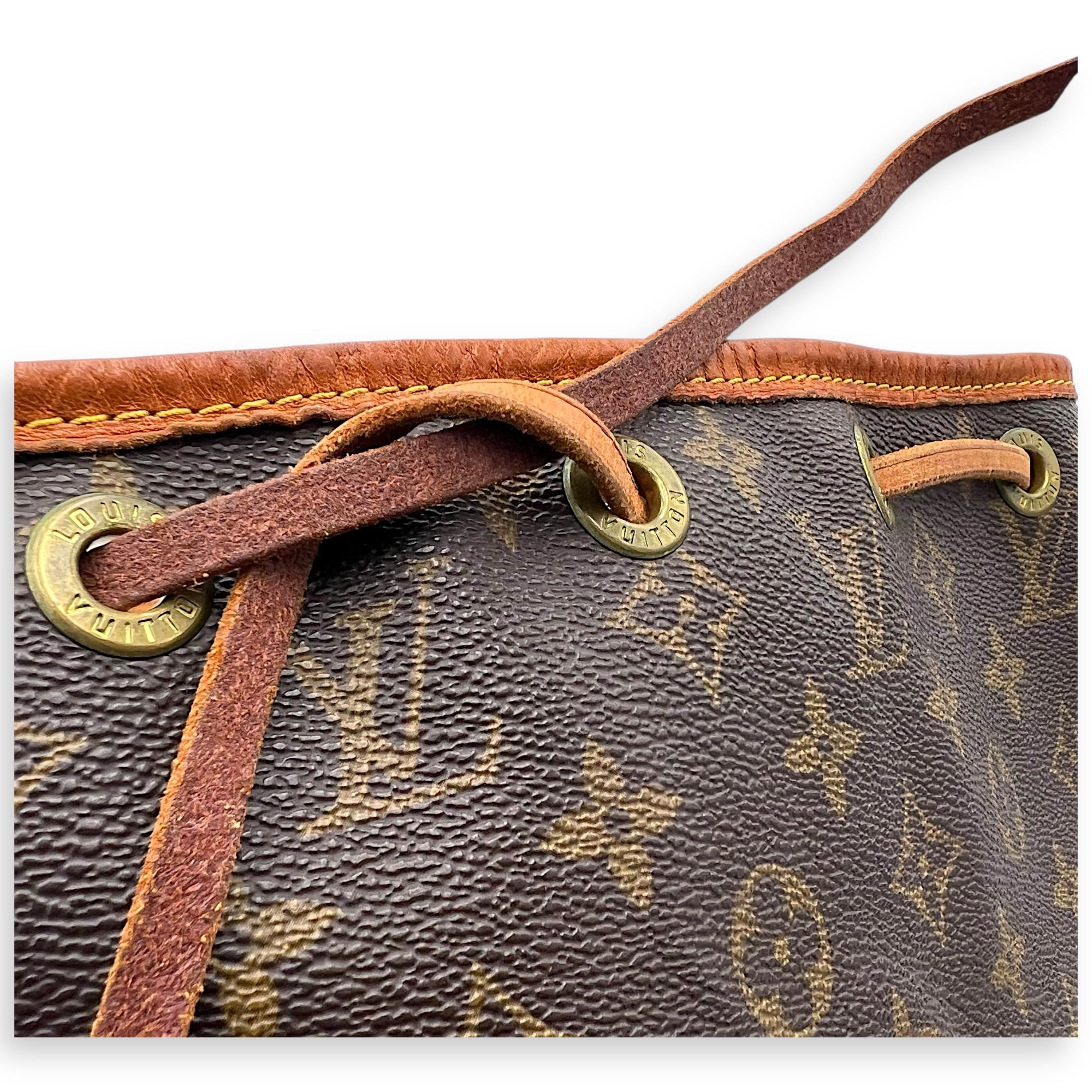 Louis Vuitton Noe Shoulder Bag Petite Brown in Monogram Coated Canvas, Gold hardware_14