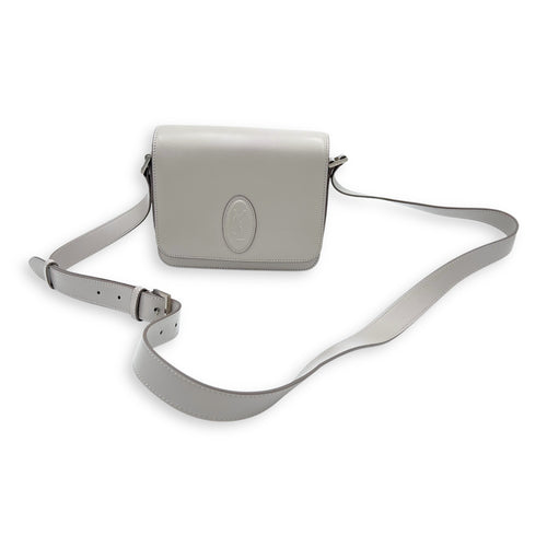 Saint Laurent Le 61 Saddle Grey Shoulder Bag in Calfskin, Silver hardware_14