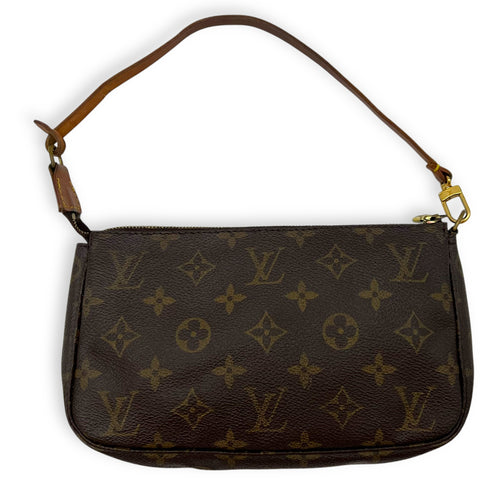 Louis Vuitton Pochette Shoulder Bag Brown in Monogram Coated Canvas, Gold hardware_14