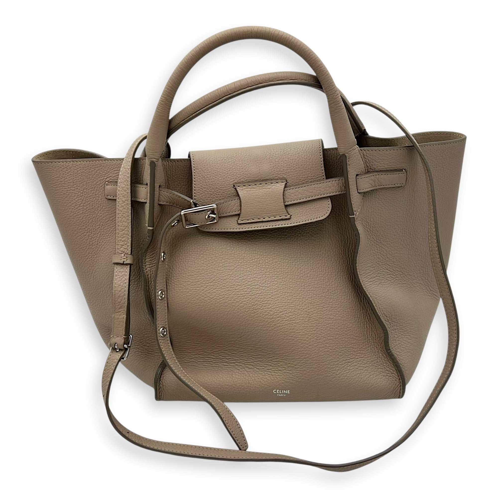 Celine Big Top Handle Bag Grey in Calfskin, Silver hardware_14