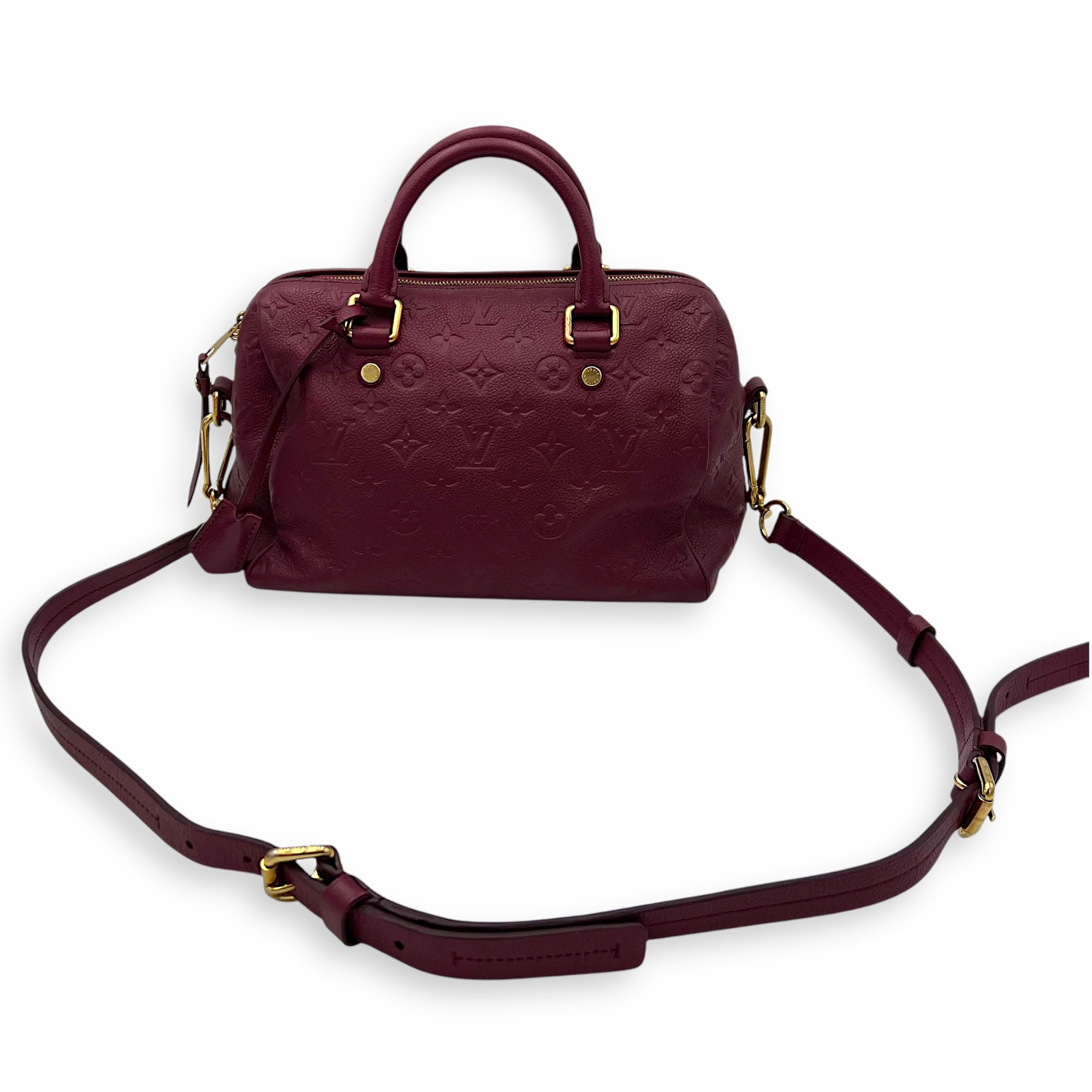 Louis Vuitton Speedy Top Handle Bag Purple in Empreinte Leather, Gold hardware_14