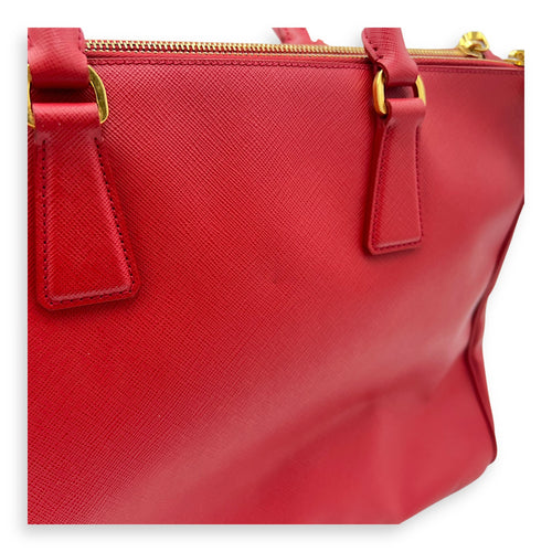 Prada Galleria Top Handle Bag Red in Saffiano Leather, Gold hardware_14