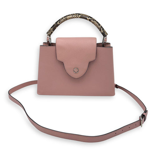 Louis Vuitton Capucines PM Pink Top Handle Bag in Taurillon Leather, Silver hardware_13