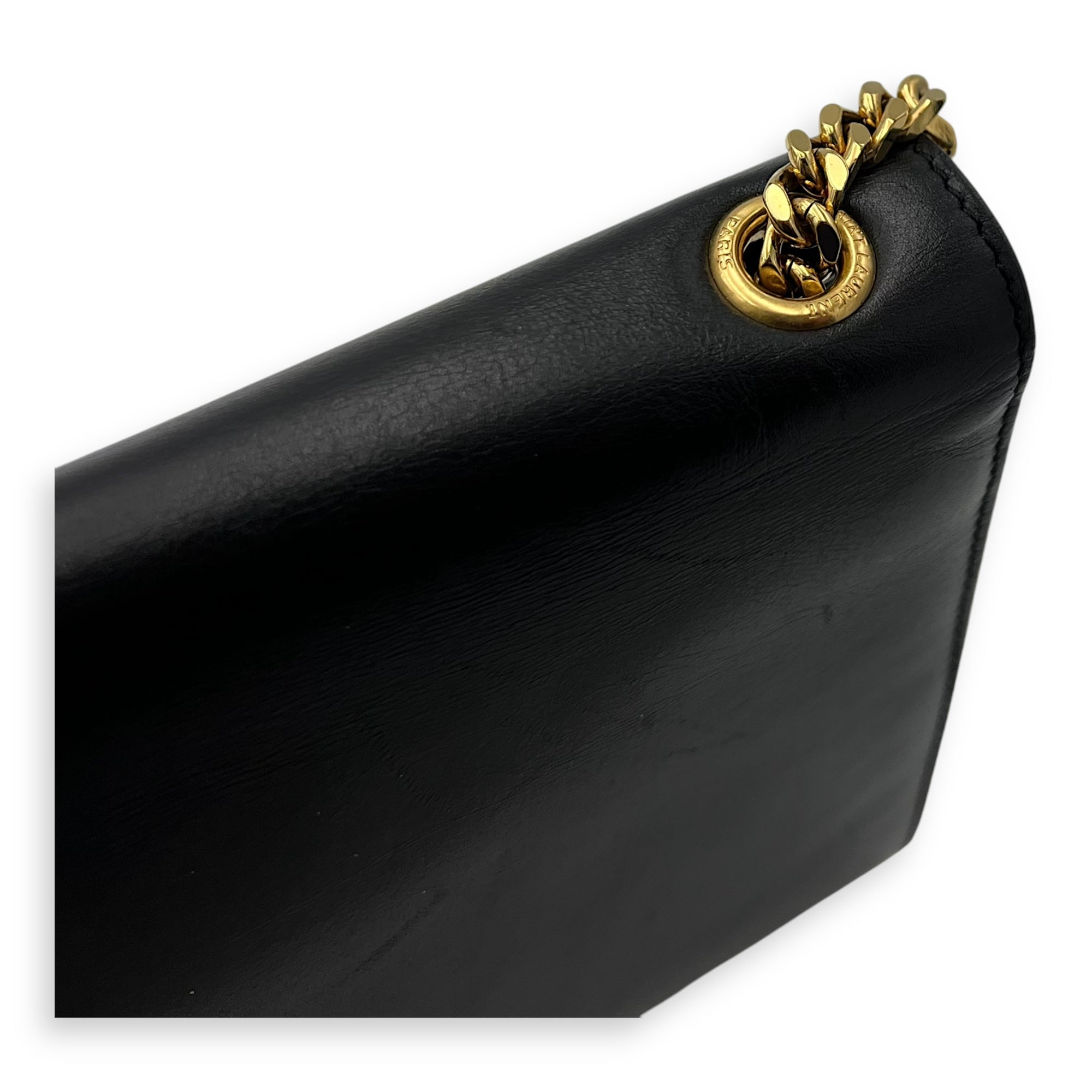 Saint Laurent Kate Crossbody Bag Black in Calfskin, Gold hardware_14