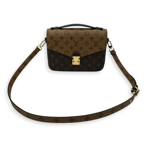 Louis Vuitton Pochette Metis Brown Crossbody Bag in Monogram Coated Canvas, Gold hardware_14