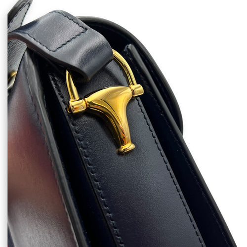 Gucci Horsebit 1955 Shoulder Bag Blue in Calfskin, Gold hardware_14